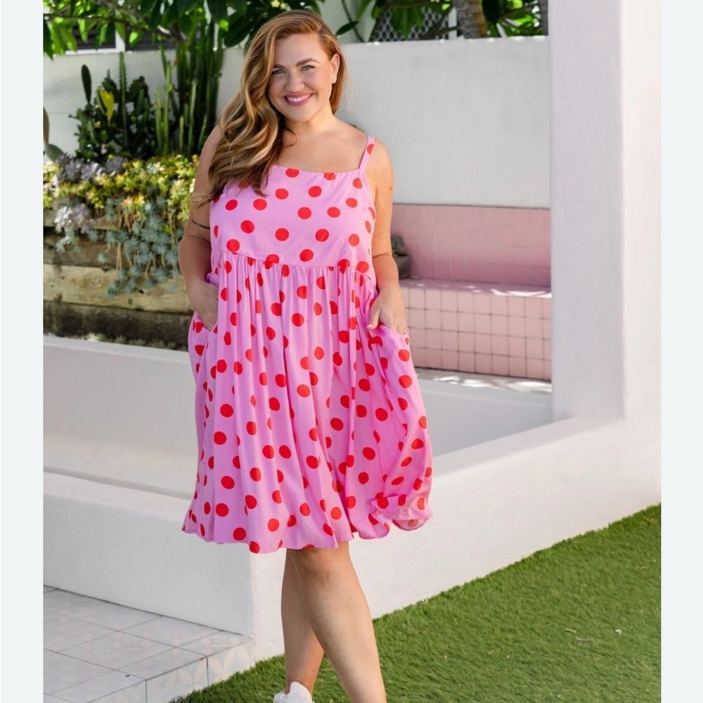 Proud Poppy Evelyn Party Dress in Dotty Pink